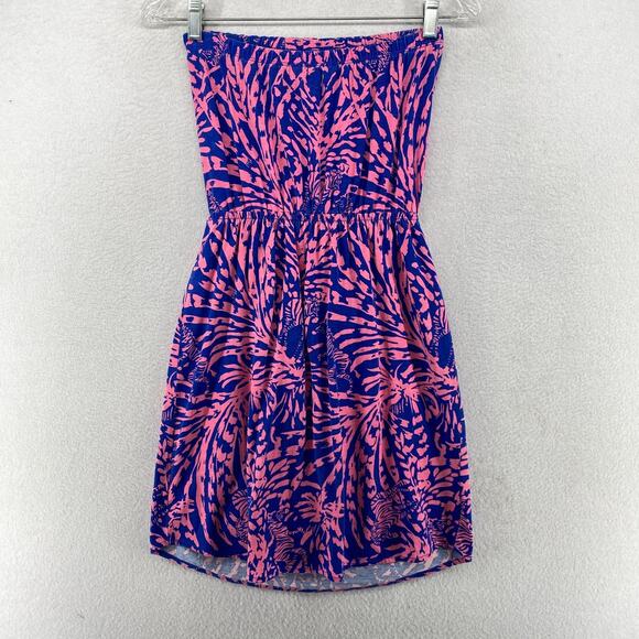 LILLY PULITZER Dress XS Strapless Mini Cover Rolling in the Grass Windsor Pink - Picture 2 of 9